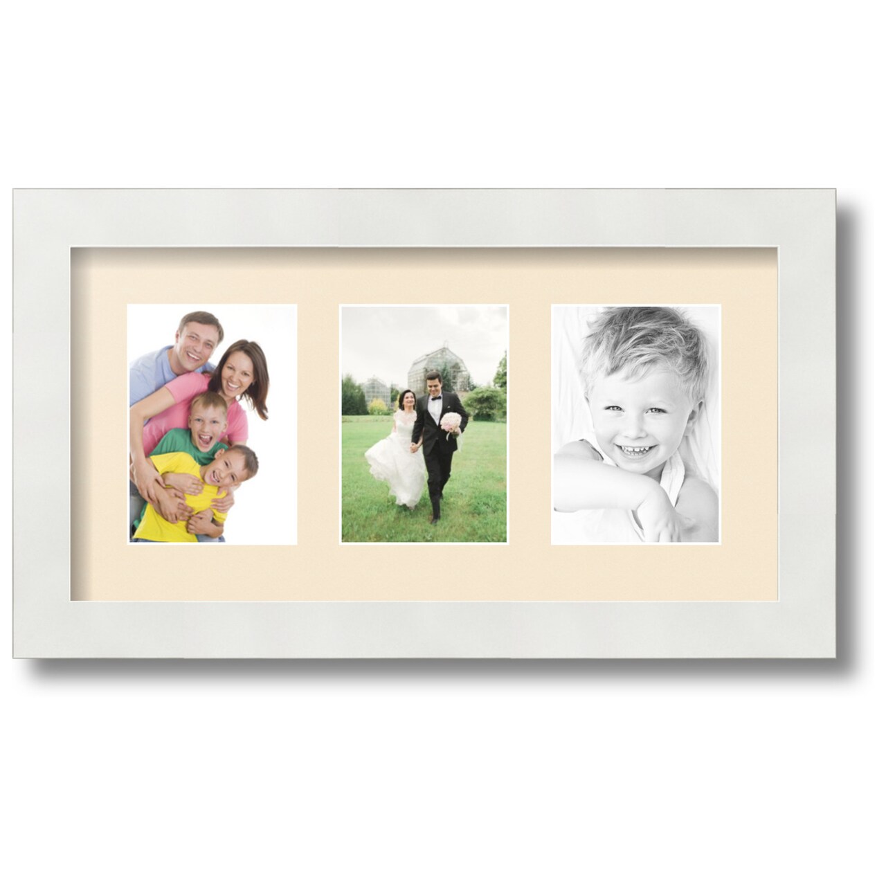 ArtToFrames Collage Photo Picture Frame with 3 - 3.5x5 inch Openings, Framed in White with Over 62 Mat Color Options and Regular Glass (CSM-3966-29)